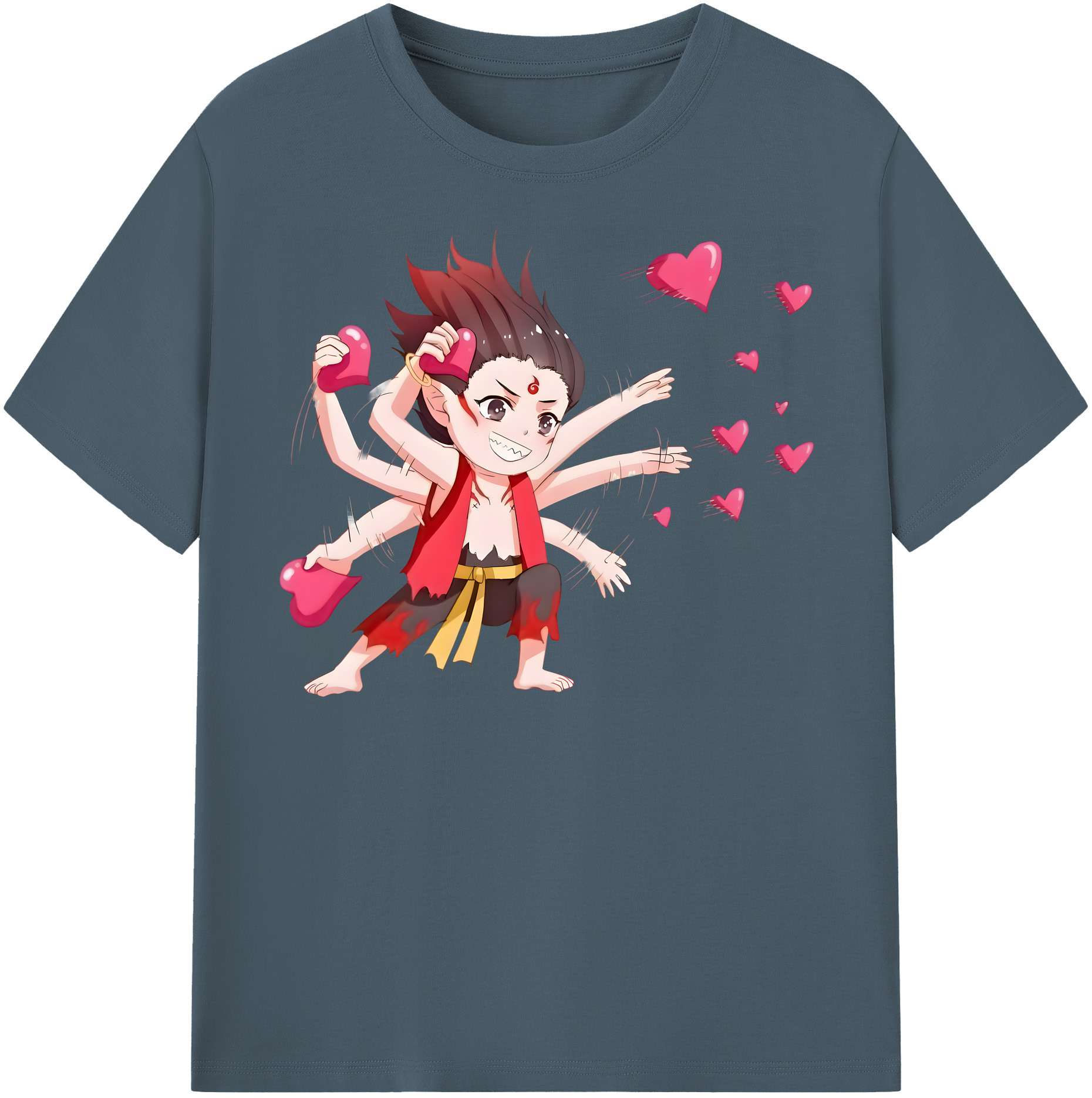 （画像用） Ne Zha 2 ナタ 魔童の大暴れ 綿100％半袖Tシャツ（フロントプリント）